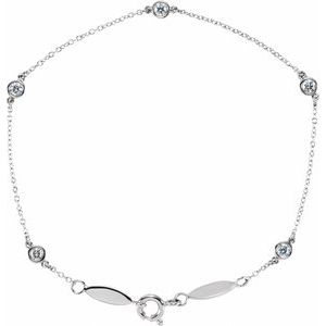 14K White 1/3 CTW Lab-Grown Diamond Bezel-Set Station 7" Bracelet