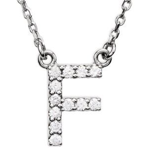 14K White 1/8 CTW Natural Diamond Initial F 16 Necklace