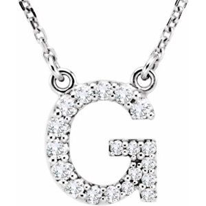 14K White 1/6 CTW Natural Diamond Initial G 16 Necklace
