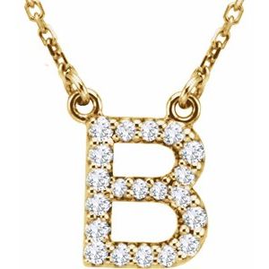 14K Yellow 1/8 CTW Natural Diamond Initial B 16 Necklace