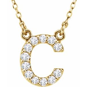 14K Yellow 1/8 CTW Natural Diamond Initial C 16 Necklace