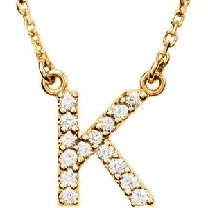 14K Yellow 1/8 CTW Natural Diamond Initial K 16 Necklace