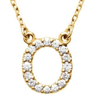 14K Yellow 1/6 CTW Natural Diamond Initial O 16 Necklace