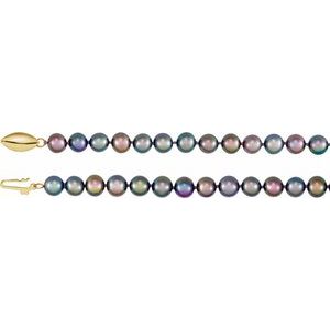 14K Yellow Panache®  Cultured Black Freshwater Pearl 20" Necklace