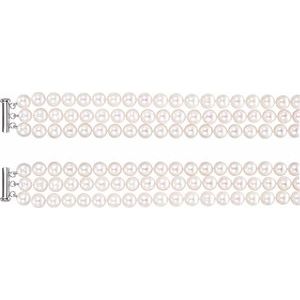 Sterling Silver Cultured White Freshwater Pearl 3-Strand 22" Necklace