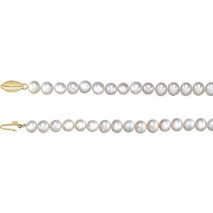 14K Yellow Panache® Cultured White Freshwater Pearl 18" Necklace