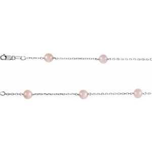 Sterling Silver Cultured Pink Freshwater Pearl 14-Station 18" Necklace