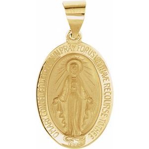 14K Yellow 19x13.5 mm Oval Hollow Miraculous Medal