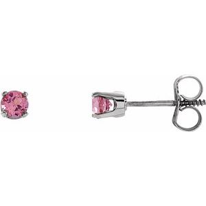 14K White Imitation Pink Tourmaline Youth Earrings