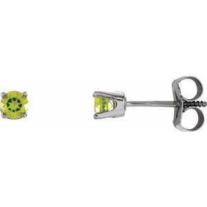 14K White Natural Peridot Youth Earrings