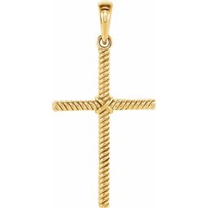 14K Yellow 25.4x16.2 mm Rope Cross Pendant