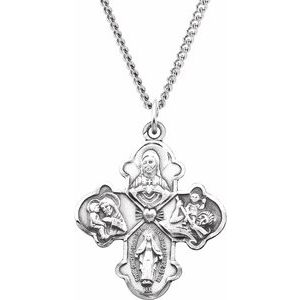 Sterling Silver 31x26 mm Four-Way Cross 24" Necklace