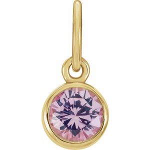 14K Yellow Posh Mommy® Imitation Pink Tourmaline Charm