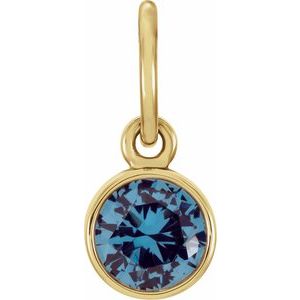 14K Yellow Posh Mommy® Imitation Blue Zircon Charm