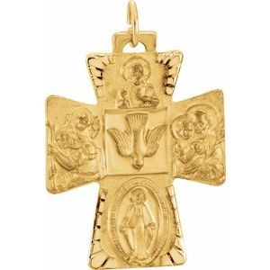14K Yellow 28x23.5 mm Four-Way Cross Medal