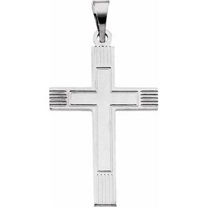 14K White 18X12 mm Cross Pendant