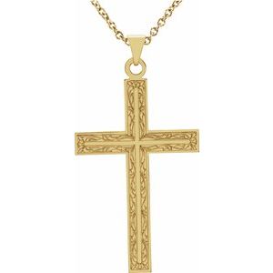 14K Yellow 28x18 mm Cross 18" Necklace