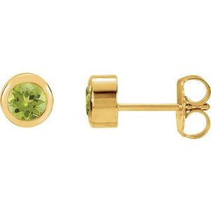 14K Yellow Natural Peridot Bezel-Set Earrings