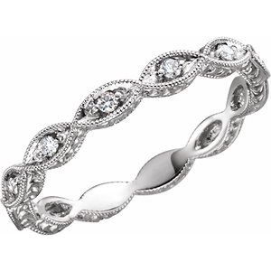 14K White 1/8 CTW Natural Diamond Anniversary Band Size 7