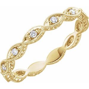 14K Yellow 1/8 CTW Natural Diamond Anniversary Band Size 6
