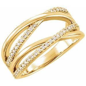 14K Yellow 1/5 CTW Natural Diamond Criss-Cross Ring