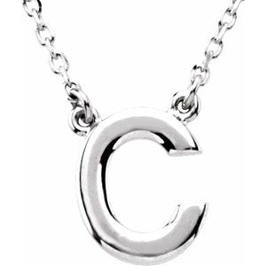 Sterling Silver Block Initial C 16" Necklace