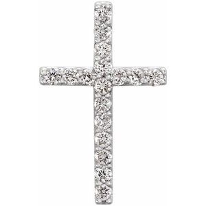 14K White 1/6 CTW Natural Diamond Petite Cross Pendant