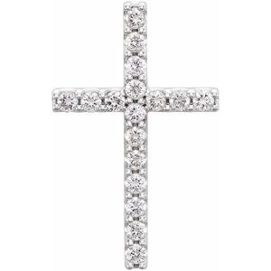 14K White 1/4 CTW Natural Diamond Petite Cross Pendant
