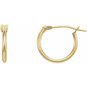 14K Yellow 12.5 mm Hinged Hoop Earrings