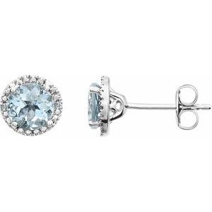 Sterling Silver Natural Aquamarine & .01 CTW Natural Diamond Earrings
