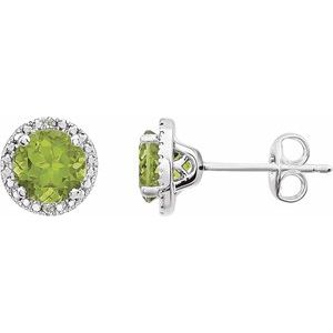 Sterling Silver Natural Peridot & .01 CTW Natural Diamond Earrings