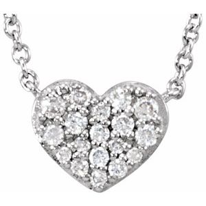 14K White 1/10 CTW Natural Diamond Heart 18" Necklace