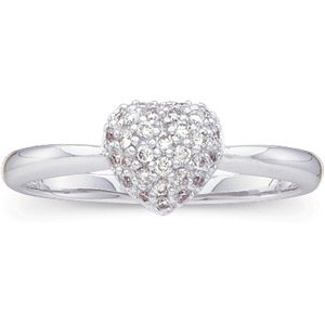 14K White 1/5 CTW Natural Diamond Heart Ring
