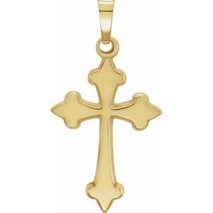 14K Yellow 27.7x14.7 mm Hollow Cross Pendant