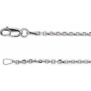 Rhodium-Plated Sterling Silver 1.75 mm Diamond-Cut Cable 20" Chain