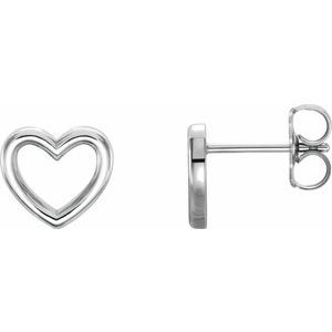 14K White Heart Earrings