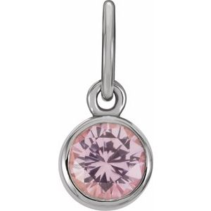 14K White Posh Mommy® Imitation Pink Tourmaline Charm