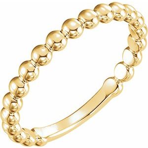 14K Yellow 2.5 mm Stackable Beaded Ring