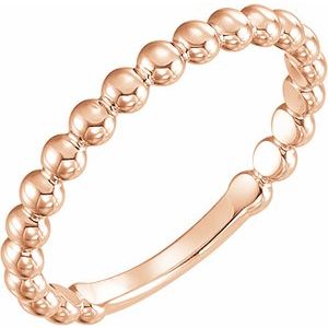 14K Rose 2.5 mm Stackable Beaded Ring