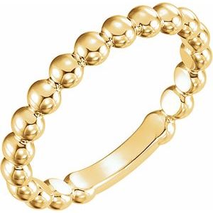 14K Yellow 3 mm Stackable Beaded Ring