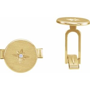 14K Yellow .03 CTW Natural Diamond Star Cuff Links