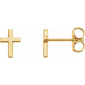 14K Yellow 6 mm Cross Earrings