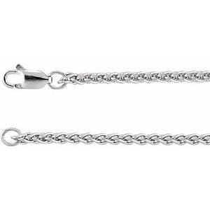 Rhodium-Plated Sterling Silver 2.4 mm Wheat 7 Chain