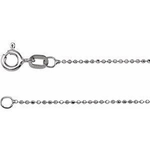 14K White 1 mm Diamond-Cut Bead 7-16-18-20-24 Chain