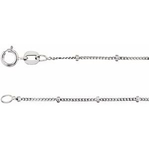 Sterling Silver 1 mm Beaded Curb 16" Chain