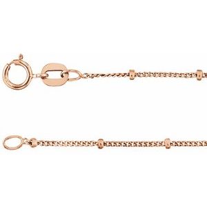 14K Rose 1 mm Beaded Curb 16-18-20-24 Chain