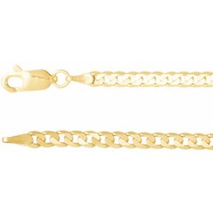 14K Yellow 3 mm Curb 7" Chain