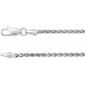 Sterling Silver 2 mm Diamond-Cut Wheat 16-18-20-24 Chain