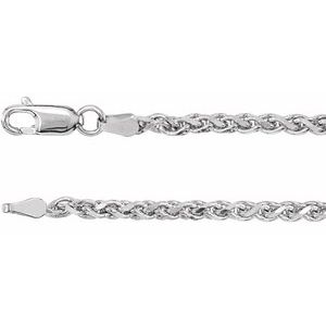 14K White 2.75 mm Diamond-Cut Wheat 7 Chain
