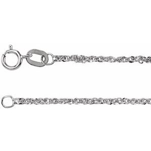 14K White 1.2 mm Diamond-Cut Singapore 20" Chain